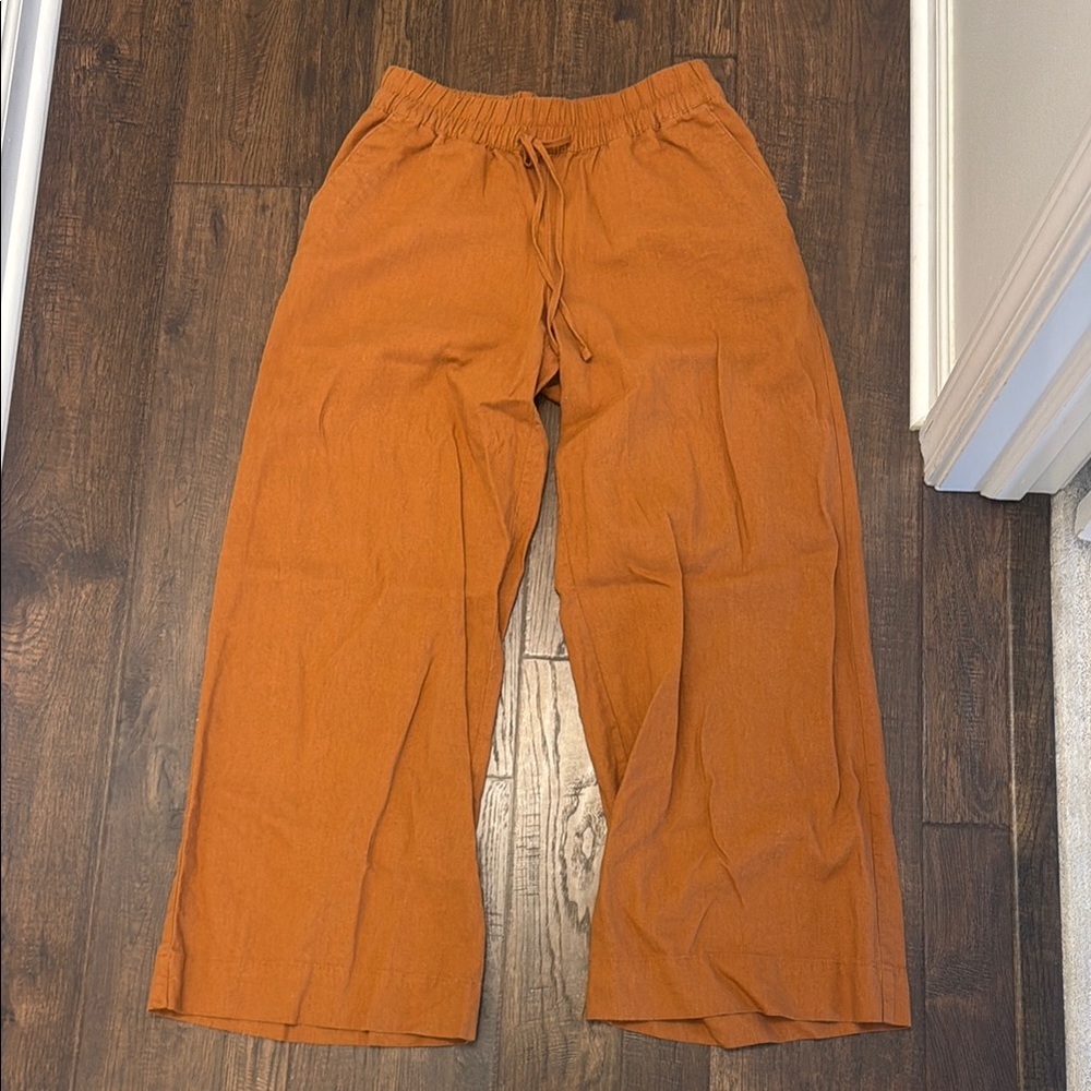 Rust Orange Wide-Leg Pants